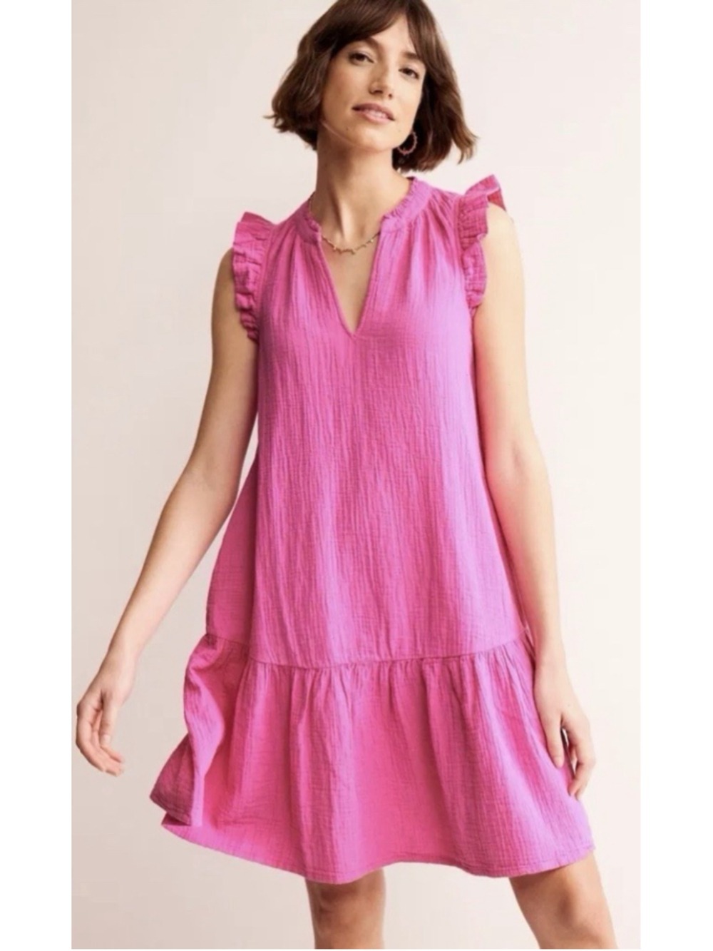 Boden Pink Daisy Double Cloth Short Dress Women’s Size 6 Coquette Vacation